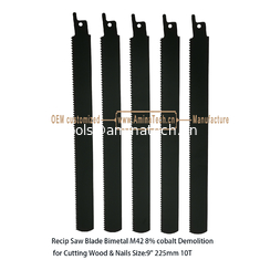 Chine Recip Saw Blade Bimetal M42 8% cobalt Demolition for Cutting Wood & Nails 9"225mm 10T,Power Tools fournisseur