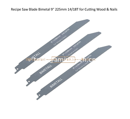 Chine Recip Saw Blade Bimetal M42 8% cobalt Demolition for Cutting Wood & Nails  9" 225mm 14/18T,Power Tools fournisseur