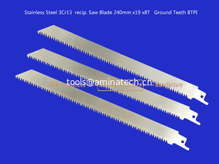 Chine L'acier inoxydable 3Cr13 recette lame de scie 240mm x19x8T dents moulues 8TPI, coupe de bois, bambou, plastique, congelé moi fournisseur