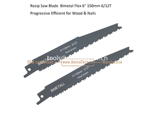 Chine Lame de scie alternative  Bimétal Flex 6" 150mm 6/12T Progressive Efficace pour Bois & Clous,Scie alternative,Outils électriques fournisseur