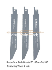 Chine Lame de scie alternative bimétal 6" 150mm 14/18T pour la coupe du bois et des clous, Scie alternative, Outils électriques fournisseur