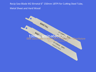 Chine 14T:Blade de scie de recette M2 Bimetal 6" 150mm 18TPI pour couper des tubes en acier, des feuilles de métal et du bois dur, en réciprocité fournisseur