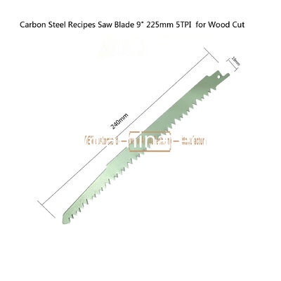 Receptions en acier au carbone lame de scie 9 " 225 mm 5TPI pour la coupe du bois, réciproque fournisseur