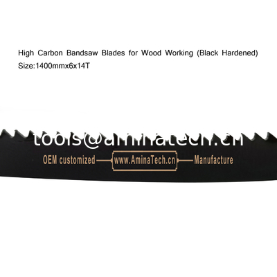 Blades de scie à bande à haute teneur en carbone pour le travail du bois (noir durci) Taille:1400mmx6x14T fournisseur