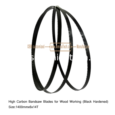 Blades de scie à bande à haute teneur en carbone pour le travail du bois (noir durci) Taille:1400mmx6x14T fournisseur