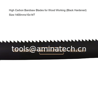 Blades de scie à bandeau à haute teneur en carbone pour le travail du bois (noir durci) Taille:1400mmx10x14T fournisseur