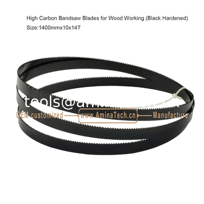 Blades de scie à bandeau à haute teneur en carbone pour le travail du bois (noir durci) Taille:1400mmx10x14T fournisseur