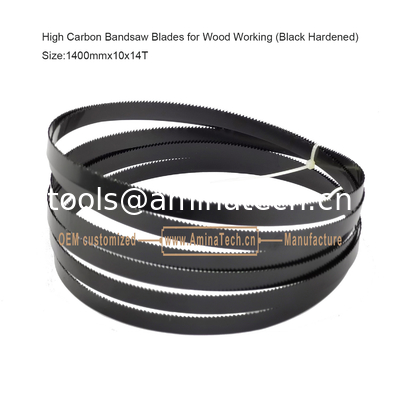 Blades de scie à bandeau à haute teneur en carbone pour le travail du bois (noir durci) Taille:1400mmx10x14T fournisseur