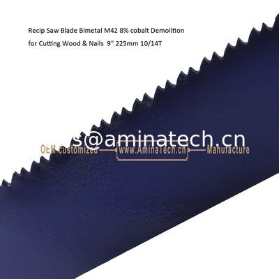 Recip Saw Blade Bimetal M42 8% cobalt Démolition pour couper le bois et les ongles 9 " 225mm 10/14T,Outils électriques fournisseur