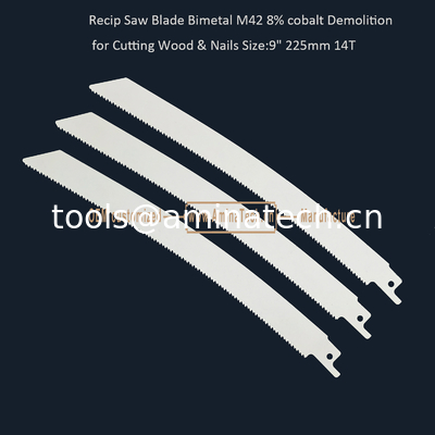 Recip Saw Blade Bimetal M42 8% cobalt Démolition pour couper le bois et les ongles 9 " 225mm 10/14T,Outils électriques fournisseur