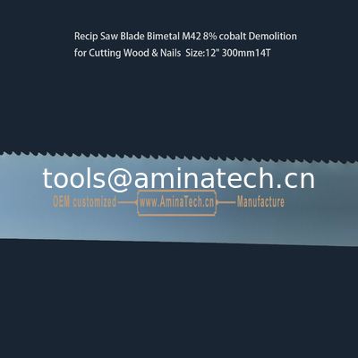 Lame de scie alternative bimétal M42 8% cobalt Démolition pour couper le bois et les clous 12" 300mm 10/14T, Outils électriques fournisseur