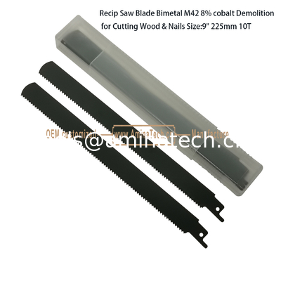 Recip Saw Blade Bimetal M42 8% cobalt Demolition for Cutting Wood & Nails 9"225mm 10T,Power Tools fournisseur