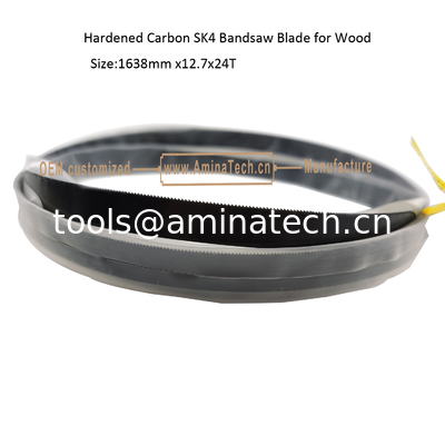 Blades de scie à bande SK4 à haute teneur en carbone pour le travail du bois (noir durci) Taille:1638mmx12.7x24T fournisseur