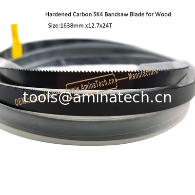 Blades de scie à bande SK4 à haute teneur en carbone pour le travail du bois (noir durci) Taille:1638mmx12.7x24T fournisseur