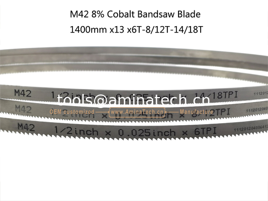 Lame de scie à ruban M42 8% Cobalt   1400mm x 13 x 14T   Pour la coupe du bois et de la tôle d'acier fournisseur