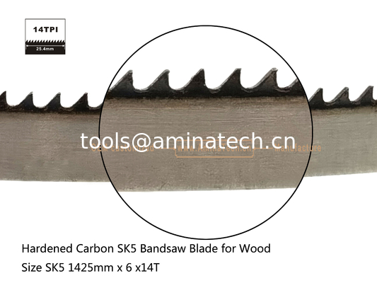 Blade de scie à bande de carbone durci SK5 pour bois Taille: 1425 mm x 6x 14T fournisseur
