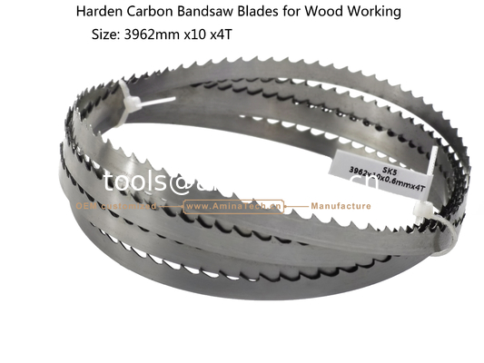 Lames de scie à ruban en acier au carbone trempé pour le travail du bois Taille : 3962mm x 10 x 4T fournisseur