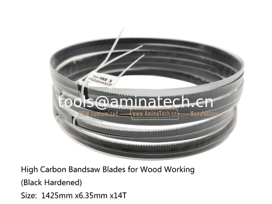 Aminatech High Carbon Bandsaw Blades for Wood Working (Black Hardened) Size:  1400/1425mm X6 X14T fournisseur