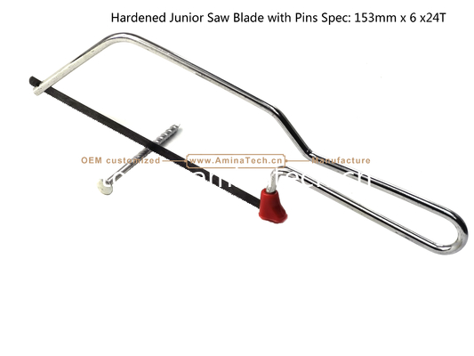 Lame de scie junior trempée avec goupilles Spécifications : 153 mm x 6 x 24 dents Coupe du bois, du plastique, des métaux de faible dureté fournisseur