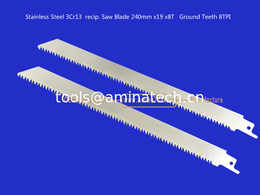 L'acier inoxydable 3Cr13 recette lame de scie 240mm x19x8T dents moulues 8TPI, coupe de bois, bambou, plastique, congelé moi fournisseur