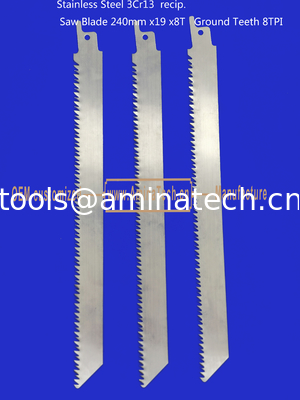 L'acier inoxydable 3Cr13 recette lame de scie 240mm x19x8T dents moulues 8TPI, coupe de bois, bambou, plastique, congelé moi fournisseur