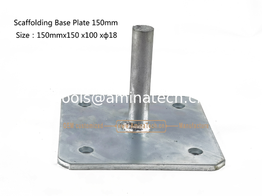 Plaque de base de l'échafaudage d'Aminatech 150 mm Taille:150 mmX150X100Xφ18, Base de l'échafaudage fournisseur