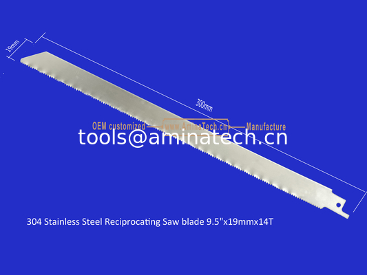304 acier inoxydable lame de scie réciproque 9,5 "x19 mmx14T, coupe de bois, bambou, plastique, viande congelée, os, métal fournisseur