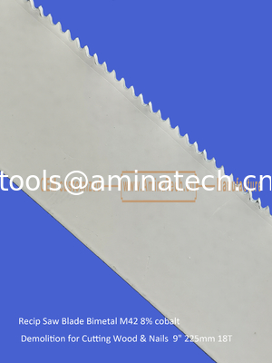 Lame de scie alternative bimétal M42 8% cobalt Démolition pour couper le bois et les clous 9" 225mm 18 dents, Outils électriques fournisseur