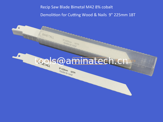 Lame de scie alternative bimétal M42 8% cobalt Démolition pour couper le bois et les clous 9" 225mm 18 dents, Outils électriques fournisseur
