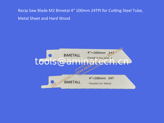 Lame de scie alternative M2 bimétal 4" 100mm 24 dents par pouce pour couper tube en acier, tôle et bois dur, outils électriques fournisseur