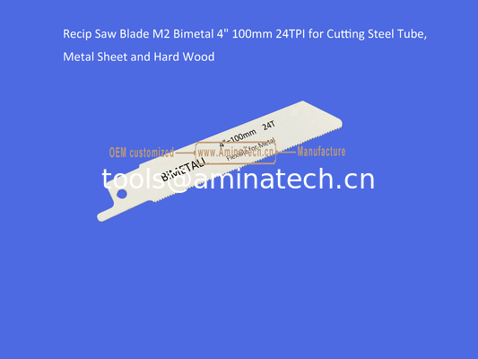 Lame de scie alternative M2 bimétal 4" 100mm 24 dents par pouce pour couper tube en acier, tôle et bois dur, outils électriques fournisseur