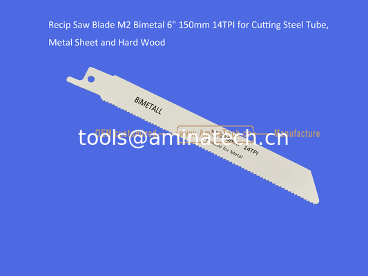 Blade de scie de recette M2 Bimetal 6" 150mm 14TPI pour couper des tubes en acier, des feuilles de métal et du bois dur, outils électriques fournisseur