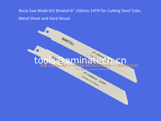 Blade de scie de recette M2 Bimetal 6" 150mm 14TPI pour couper des tubes en acier, des feuilles de métal et du bois dur, outils électriques fournisseur
