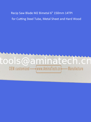 Blade de scie de recette M2 Bimetal 6" 150mm 14TPI pour couper des tubes en acier, des feuilles de métal et du bois dur, outils électriques fournisseur