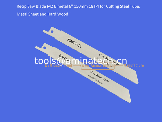 Lame de scie alternative M2 bimétal 6" 150mm 18TPI pour couper tube en acier, tôle et bois dur, alternative, outils électriques fournisseur