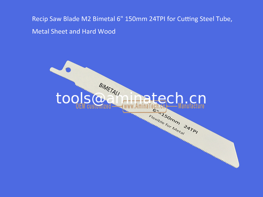 Lame de scie alternative M2 bimétal 6" 150mm 24TPI pour couper tube en acier, tôle et bois dur, outils électriques fournisseur