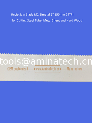 Lame de scie alternative M2 bimétal 6" 150mm 24TPI pour couper tube en acier, tôle et bois dur, outils électriques fournisseur