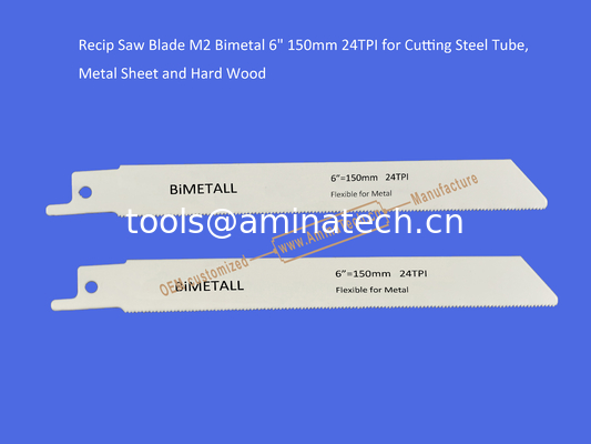 Lame de scie alternative M2 bimétal 6" 150mm 24TPI pour couper tube en acier, tôle et bois dur, outils électriques fournisseur