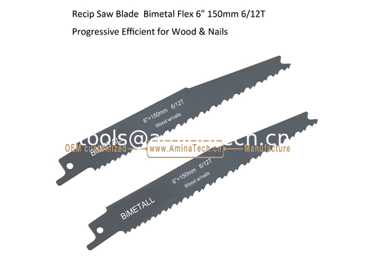 Lame de scie alternative  Bimétal Flex 6" 150mm 6/12T Progressive Efficace pour Bois & Clous,Scie alternative,Outils électriques fournisseur