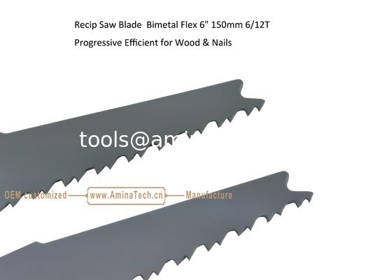 Lame de scie alternative  Bimétal Flex 6" 150mm 6/12T Progressive Efficace pour Bois & Clous,Scie alternative,Outils électriques fournisseur