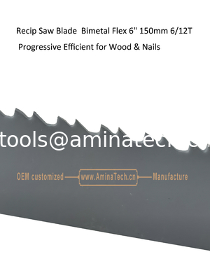 Lame de scie alternative  Bimétal Flex 6" 150mm 6/12T Progressive Efficace pour Bois & Clous,Scie alternative,Outils électriques fournisseur
