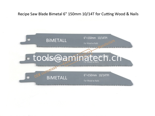 Réception Lamelle à scie bimetallique 6" 150mm 10/14T pour couper du bois et des ongles, réciproque, outils électriques fournisseur