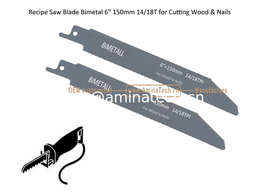 Lame de scie alternative bimétal 6" 150mm 14/18T pour la coupe du bois et des clous, Scie alternative, Outils électriques fournisseur