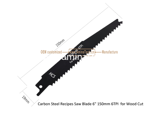 Lame de scie en acier au carbone 6" 150mm 6 dents par pouce pour la coupe du bois, alternative, outils électriques fournisseur