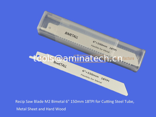 14T:Blade de scie de recette M2 Bimetal 6" 150mm 18TPI pour couper des tubes en acier, des feuilles de métal et du bois dur, en réciprocité fournisseur