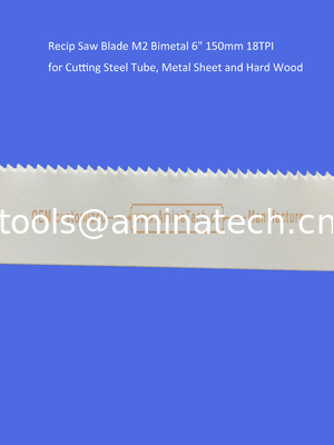 14T:Blade de scie de recette M2 Bimetal 6" 150mm 18TPI pour couper des tubes en acier, des feuilles de métal et du bois dur, en réciprocité fournisseur