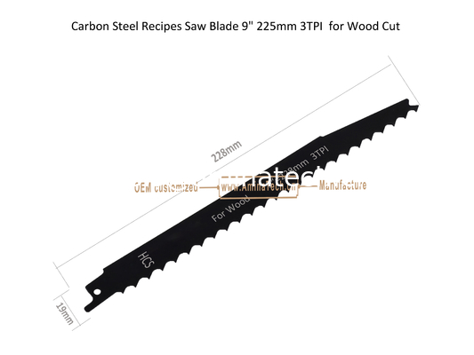 Lame de scie en acier au carbone pour recettes 9" 225mm 3DPI pour coupe du bois, alternative, outils électriques fournisseur