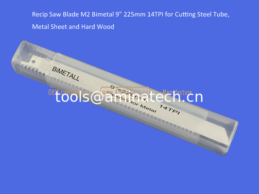 Recip Saw Blade M2 Bimetal 9" 225mm 14TPI pour couper des tubes en acier, des feuilles métalliques et du bois dur, des outils électriques fournisseur