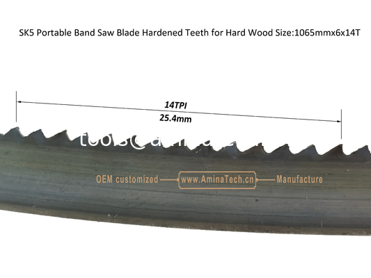 Lame de scie à ruban portable SK5 dents trempées pour bois dur Taille : 1065mmx6x14T fournisseur