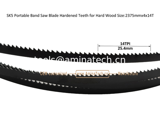 Lame de scie à ruban portable SK5 dents trempées pour bois dur Taille : 2375mmx4x14T fournisseur